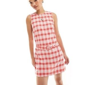 ASOS Red and White Plaid Mini Dress